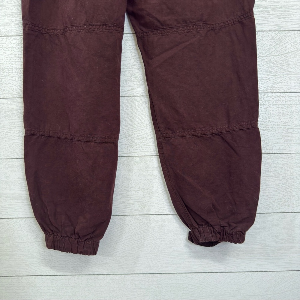 All Saints Burgundy Linen Lyocell Joggers Sz 8 Relaxed Soft Trousers Minimal - Picture 5 of 12